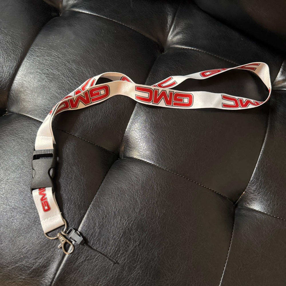 GMC White and Red Lanyard